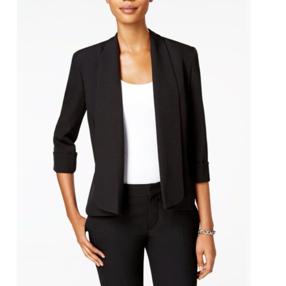 Kasper Suit Jacket Blazer 18 Open Front 3/4 Long Sleeve Classic Stretch Poly
